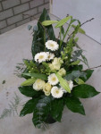 Rouwboeket wit-groen