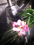 bruidsboeket handgebonden Calla roze